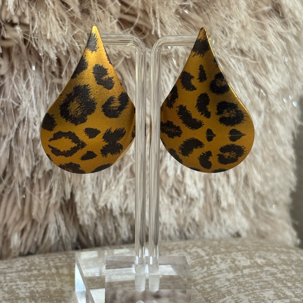Leopard Print Teardrop Earrings